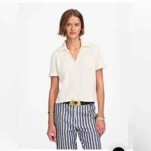 Madewell Crochet-Knit V-Neck Sweater Tee